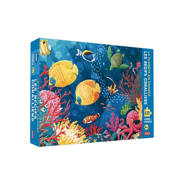 Puzzle et livre La planète en danger les récifs coralliens, Sassi junior